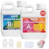 NIUB Abformsilikon, 20A 1,25kg Flüssiges Silikon Abformmasse,Selbstentlüftend, Lebensmittelecht, Easy Mold Release, Niedrige Viskosität,Silikon zum Abformen