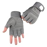 Zuasdvnk Fingerlose Arbeitshandschuhe, verstellbare Handgelenk-Workout-Handschuhe, rutschfest, verstärkte Handfläche, fingerlose Fäustlinge mit Touchscreen-Fingern für Airsoft, Jagd, Arbeit und