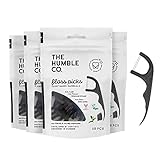 The Humble Co. Pflanzliche Zahnseidesticks | Aktivkohle | Umweltfreundlich, Vegan, Zuckerfrei, von Zahnärzten empfohlen - Entfernt Plaque und Verleiht ein Frisches Gefühl (4 x 50p)