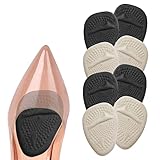 URAQT Fusspolster Pads, 4 Paar Silikon Pads Vorfuß Gelpolster Schuheinlagen Antislip für Gelpolster Vorderfuß Fersenschutz High Heels Schuhpads, Einlegesohlen Vorfuß, Ballenpolster (schwarz&grau)