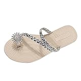 LZPCarra Flip Flops Damen Glitzer Strass - Damen Hausschuhe Sommer, Glitzer Zehentrenner Mit Fussbett Flach Strass Sandaletten Weiche Strand Flip Flop Bohemia Sommerschuhe Rutschfest Strandsandalen