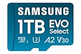 Samsung EVO Select (2024) microSD-Karte + SD-Adapter, 1 TB, UHS-I U3, 4K UHD, Full HD, 160 MB/s Lesen, Speicherkarte für Smartphones, Tablets und Laptops, MB-ME1T0SA/EU