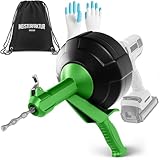Meisterfaktur Rohrreinigungsspirale [15m] - Automatik - Extra lange Abflussspirale mit Bohraufsatz - Die Rohrspirale für echte Heimwerker!
