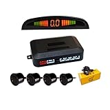 Aiuphing einparkhilfe pdc nachrüstsatz, 4 Sensoren Universal rückfahrwarner mit LED Farb Display,Rückwärtsgang Audio Buzzer Alarm Kit (Schwarz)