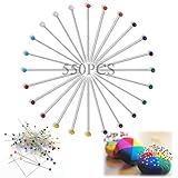 550 Stück Schneidernadeln, Nähnadeln, farbige Köpfe, Quiltnadeln, Stoffnadeln, Kleiderherstellung, lose Abdecknadeln, Kopfnadeln, zum Schneidern, Nähen, Basteln, Basteln, Nähen (mehrfarbig)