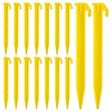 16 Stück Stabile Kunststoff-Zeltheringe 14.5cm mit Haken und Loch – Leicht & Witterungsbeständig für Camping, Outdoor, Wandern – Zeltnägel Erdnägel für Sand/Schnee/Harte Böden (Premium Zelt Heringe)
