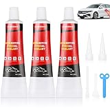 Amentalove Scheibenkleber Auto, 3 Stück 50ML KarosserieKleber Schwarz, Karosserie Dichtmasse Auto, Auspuff Dichtmasse, KFZ Dichtmasse Schwarz, Schnelle Aushärtung, Wasserdicht, Hochtemperatur