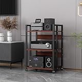 MTSYXYM Audio Rack HiFi Regal Eck-Stereo-Ständer für das Wohnzimmer, Audio Rack HiFi Regal 3 Etagen, Regal freistehend für Flur,Plattenspieler-Konsole für Büro, Heim-Desktop.(Brown)