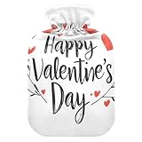 Happy Valentine's Day Wärmflasche mit weichem Bezug, warme Wasser-Wärmeflaschen für Menstruationskrämpfe, Schmerzlinderung, klein