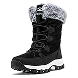 CLYCTIP Warm Gefüttert Winterschuhe Damen Schneestiefel Wasserdicht Outdoor Trekking Wanderschuhe Gr. 37-42 (schwarz, Erwachsene, Damen, 41, Numerisch, EU Schuhgrößensystem, M)