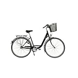 HAWK City Wave Premium Plus inkl. Korb I Damenfahrrad 26 Zoll I Damen Fahrrad mit 3-Gang Shimano Nabenschaltung, Beleuchtung & Ergogriffen I Schwarz