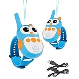 Retevis RT30W Walkie Talkie Kinder, Aufladbar Spielzeug 4-8 Jahren Junge, Cartoon-Eule Walkie Talkie Geschenk Mädchen, Walki Talki für Outdoor Spiele Camping Abenteuer Wandern Funkgerät (1 Paar)