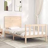 Rantry Massivholzbett Bettrahmen Holzbett Bettgestelle mit Kopfteil Einzelbett/Doppelbett Jugendbett Gästebett für Gästezimmer Schlafzimmer mit Kopfteil 90x200 cm für Gästezimmer Schlafzimmer