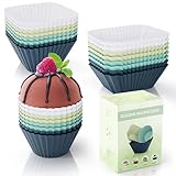 Muffinform Silikon Wiederverwendbare Silikon Muffinförmchen-24 Stück BPA-Frei Silikon Backformen Muffin-Formen,Rechteck, Quadrat, Kreis Cupcake Formen für Kuchen,Eincreme und Pudding