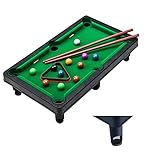 Mini Pool Billardtisch Pooltisch Spiel,Billardtisch Pooltisch Set mit 11 Bällen, 2 Queues und 1 Dreieck,Tragbarer Stressabbau-Tisch-Snooker-Spiel-Set für Kinder und Erwachsene