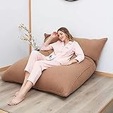 Mehrzweck-Sitzsack, Sofa, Stuhl, abnehmbarer und waschbarer Stoff, für Sofa, Bettstil, Leinen, Braun, 110 x 140 cm, ideal für Entspannung zu Hause und für Gäste