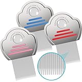 Adamson Läusekamm Kinder - Lice Comb - Edelstahl Nissenkamm Extra Fein - Effektiver Läusekamm Nissenkamm - Langlebig und Leicht zu Reinigen - Rotes, Rosa und Blaues Set