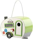 Royal Gardineer Vogelhaus Wohnwagen: Nistkasten in Wohnwagen-Optik aus Holz mit Metalldach, mit Verzierung (Nistkasten Vogelhaus, Mini, Camping)