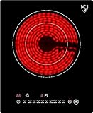 K&H® Domino 1 Zonen Glaskeramikkochfeld Elektrokochfeld 31cm Doppelbrenner Autark Eingebaut NCS-2202