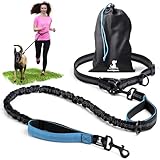 Joggingleine für Hunde zum Laufen, Joggen, Wandern | 2 in 1 Joggingleine und Normale Hundeleine für Große und Mittelgroße Hunde mit Doppelgriff | Bauchgurt Hundeleine