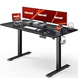 Marsail Stehender Bürotisch, höhenverstellbar, Stehpult, 160 x 61 cm, Schreibtisch-Sitz-Ständer, Heimbüro, Gaming-Computertisch mit 4 Speichervoreinstellungen, Kopfhörerhaken, Kabel-Organizer, Schwarz
