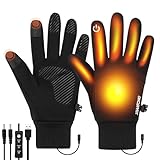 Elektrisch Beheizte Handschuhe USB Flexibel Dünne Rutschfester Beheizte Handschuhe, Beheizbare Fahrradhandschuhe für Damen mit 3 Wärmestufen, Elastischer Manschette, zum Laufen, Gehen, Autofahren