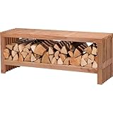 dobar® Green Label 29109FSCe | Gartenbank Freja mit Kaminholzfach | Moderne Sitzbank mit Stauraum | Robustes Douglasie-Holz mit Schutzlasur | Holzbank Massiv | 115 x 30 x 45 cm | Natur