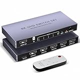 8K HDMI Splitter 4K 240Hz HDMI Switch 5 in 1 Out – 5 Port Umschalter mit Remote 8K@60Hz 4K@240Hz HDR10+ HDMI2.1 3D CEC HDR HDCP2.3, für PS5/4/3 DVD-Player Nintendo Roku PC Fire Stick TV Xbox Switch