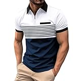 Activewear-Shirts & Tops für Herren,Poloshirt Herren Kurzarm Modern mit Brusttasche T-Shirts Polohemd Freizeit Sommer Sommershirts mit Lässigem Kragen Atmungsaktiv Oberteile Weiß M