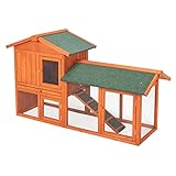 LEADZM Kaninchenstall，hasenstall draußen Winterfest，Hühnerstall aus Holz，L142 x B43 x H86 cm，Kleintiergehege & Käfige für draußen，Orange