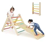 GOPLUS Kletterdreieck mit Rutsche, Klettergerüst Indoor, Sprossendreieck aus Holz mit Dreiecksleiter & Kletterrampe, Montessori Spielzeug zum Rutschen und Klettern, für Kinder ab 3 Jahren (Bunt)