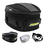 JSQAUTOR Motorrad Hecktasche Klein Wasserdicht Motorrad Tasche Heck Motorradtasche Gepäck/Gepäcktasche für Motorrad Sozius Zubehör - Erweiterbar 7-11.5Ltr Schwarz