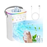 Klimaanlage Mobil, Mini Klimaanlage für Zimmer, 4 In 1 Luftkühler mit Wasserkühlung 1000Ml Klimagerät Ohne Abluftschlauch, Portable Air Conditioner mit 3 Modi & Bunt Licht Raumkühler für Räume Büro