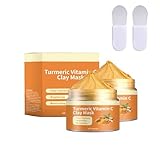 Kurkuma-Vitamin-C-Ton-Maske, Kurkuma Vitamin C-Tonmaske, Gesichtsmaske für die Kontrolle der Akne, Tief Reinigende Gesichtsmaske, Hautpflege, Kontrolliert Öl und Verfeinert die Poren (2PC)