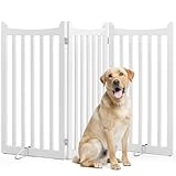 Yaheetech Absperrgitter Hund Schutzgitter, HxB: 90,5 x 151,5 cm, kaminschutzgitter mit 2 Stützfüßen, Faltbares hundegitter, Treppengitter, Absperrgitter für Küche/Flur/Treppe/Balkon, 3 Paneelen, Weiß