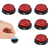 AYBUY Rückstrahler Rund, 6 Stück Reflektor Motorrad 24mm, Motorrad Reflektor E4, Mini Rund Katzenaugen Rot Selbstklebend (B)