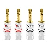Nakamichi 24K vergoldeter Bananenstecker 12 AWG - 18 AWG Gauge Größe 4mm für Lautsprecher Verstärker Hi-Fi AV Receiver Stereo Heimkino Audiokabel Stecker BFA Stecker, 4 Stück (2-Paar)