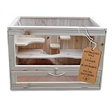 Melko Kleintierkäfig aus Holz, 60 x 35 x 42 cm, inklusive klappbarer Rampe, 5 stöckig, Nagervilla Hamsterkäfig Mäusekäfig