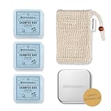 Störtebekker® Premium Duschset - Festes Shampoo Crusoe (x3), Sisalsäckchen + GRATIS Seifendose Aluminium - Shampoo Bar Set für Haare, Kopfhaut & Bart - Handgefertigt in Seifenmanufaktur
