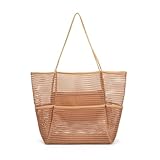 LCUHAVA Mesh Strandtasche Badetasche XXL Strandtasche Damen Netz Faltbare Strand Tasche Badetasche Groß, Netztasche für Die Familie Geeignet