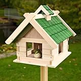 Mucola Vogelhaus Holz Vogelfutterhaus Vogelvilla 44 x 34 x 37 cm Vogel-Futtersilo Vogelhäuschen Vogelfutterstation Futterhaus Vogelfutterspender