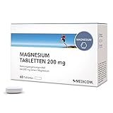 Medicom - Magnesium 200 mg Brausetabletten, Muskelfunktion, Stärk Herzmuskel, Nervenfunktion, Energiestoffwechsel, Verminderung von Müdigkeit, Erhaltung der Knochen und Zähne, Vegan - 60 Tabletten