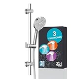 EISL DX7050CSB CLAUDIO Brausestangenset, Duschset mit Brausestange 60cm, Duschbrause mit Schlauch und Halterung, Duschschlauch 150cm, Duschkopf mit 3 Funktionen, Duschstange mit Brause, Chrom/Weiß