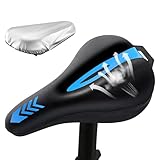 Dreuhuing Fahrradsitz-Kissenbezug – mit Regenschutz, gepolsterter Fahrradsitzbezug, Silikon, atmungsaktiv, Ersatz für Radfahren, Training, Erwachsene, Männer, Frauen, Outdoor-Reiten