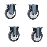 WLCNYL Schwerlastrolle, Lenkrolle, Möbel-Lenkrollen, Lenkrollen aus Metall, 4er-Set, Lenkrollen mit Gummibasis, Sicherheits-Doppelverriegelung, geräuschloses Rad, königsblau, rostfrei C