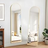 KOCUUY Bogen Standspiegel, 150 x 40 cm Großer Gewölbter Ganzkörperspiegel, Groß Wandspiegel mit Gold Aluminium Rahmen, Hängend, Stehend, Kippbar, für Wohnzimmer, Schlafzimmer und Flure