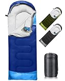 Schlafsack 3-4 Jahreszeiten, Outdoor Wasserdicht Ultraleicht Deckenschlafsack mit Innentasche für Erwachsene Kinder, Tragbare Kompakter Schlafsack für Camping, Wandern, Reise, 220*75cm(Blau)