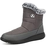 VTASQ Damen Winterstiefel Wasserdicht Warme Gefütterte Schneestiefel Herren Outdoor Stiefel rutschfeste Flache Warme Boots Winter Stiefeletten Grau 41 EU