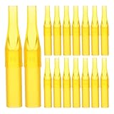 SEWACC 50 Stück Tattoo Spitzen aus Kunststoff Hygienische Einweg Tattoo Tipps mit Gebogener Neigung Gelb für Professionelles Tätowieren und Tattoo Zubehör