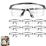 MaoNativey 10 Stück Schutzbrille,Sicherheitsbrillen Für Brillenträger, Schutzbrillen Transparent, Labor Schutzbrille Chemie Schutzbrille Antibeschlag Antispeichel Transparent